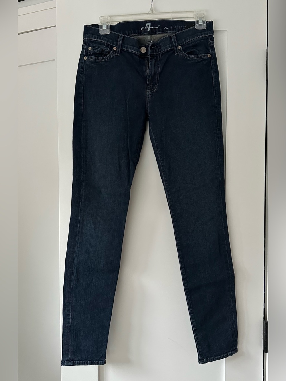 7 For All Mankind Skinny Jeans - Dark Blue Black Wash